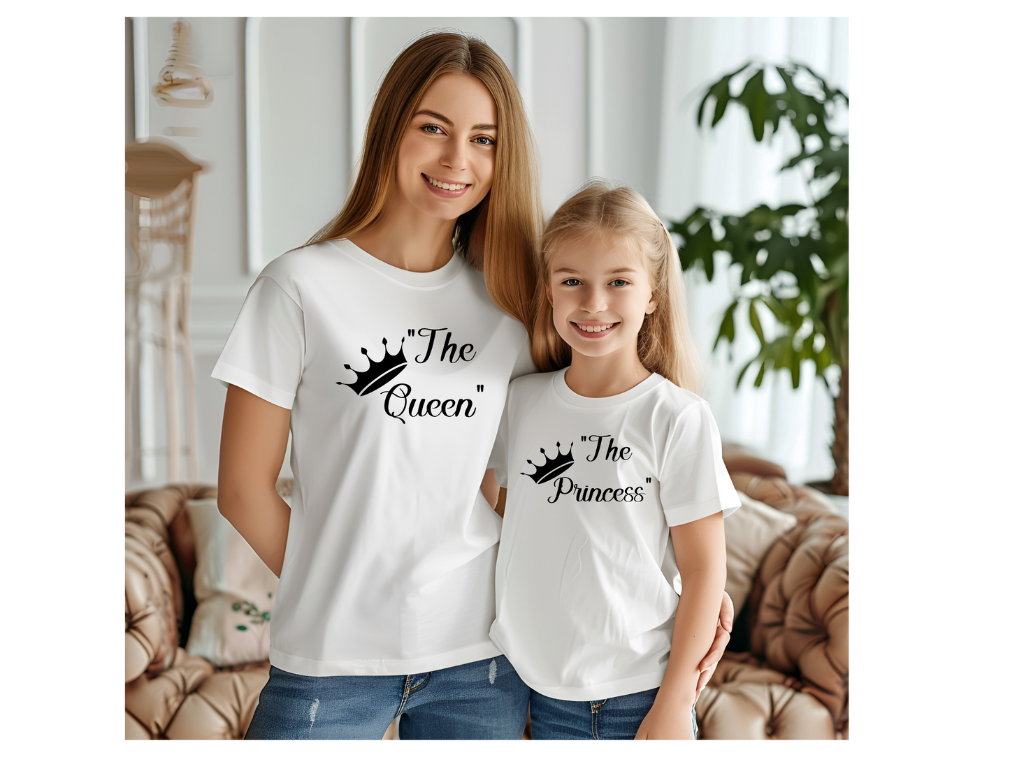 Mom and Daughter Tiara T-shirt " The Queen, The Princess "