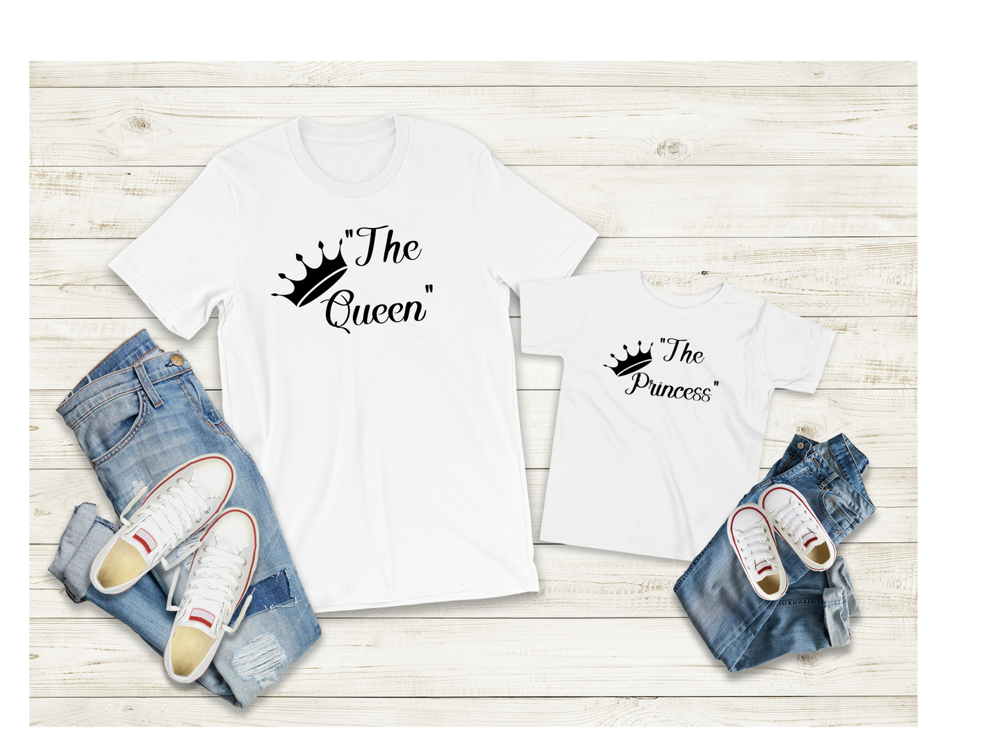 Mom and Daughter Tiara T-shirt " The Queen, The Princess "