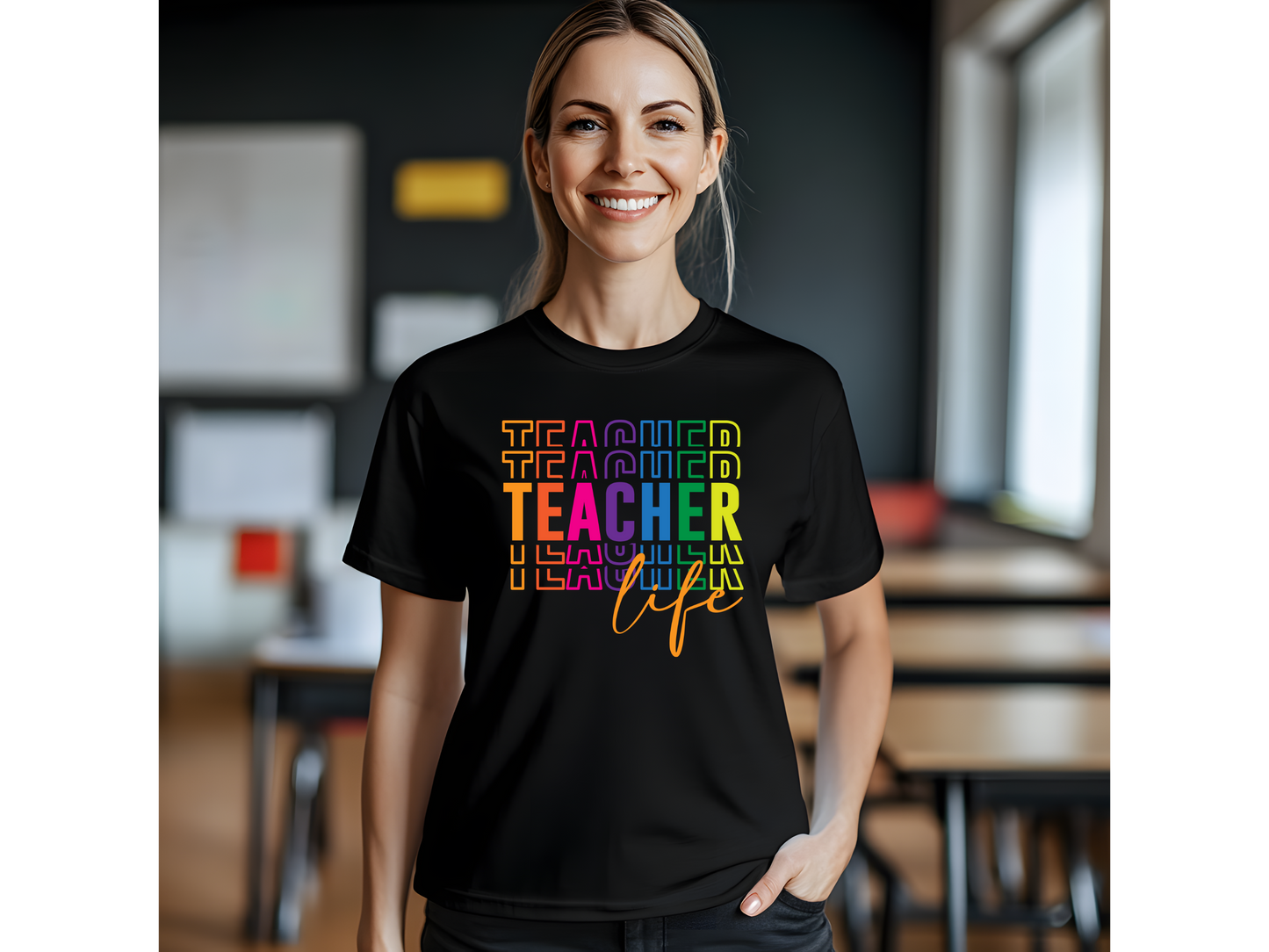 Teacher Life Colorful Unisex T-Shirt .