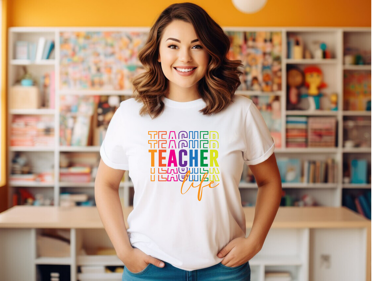 Teacher Life Colorful Unisex T-Shirt .