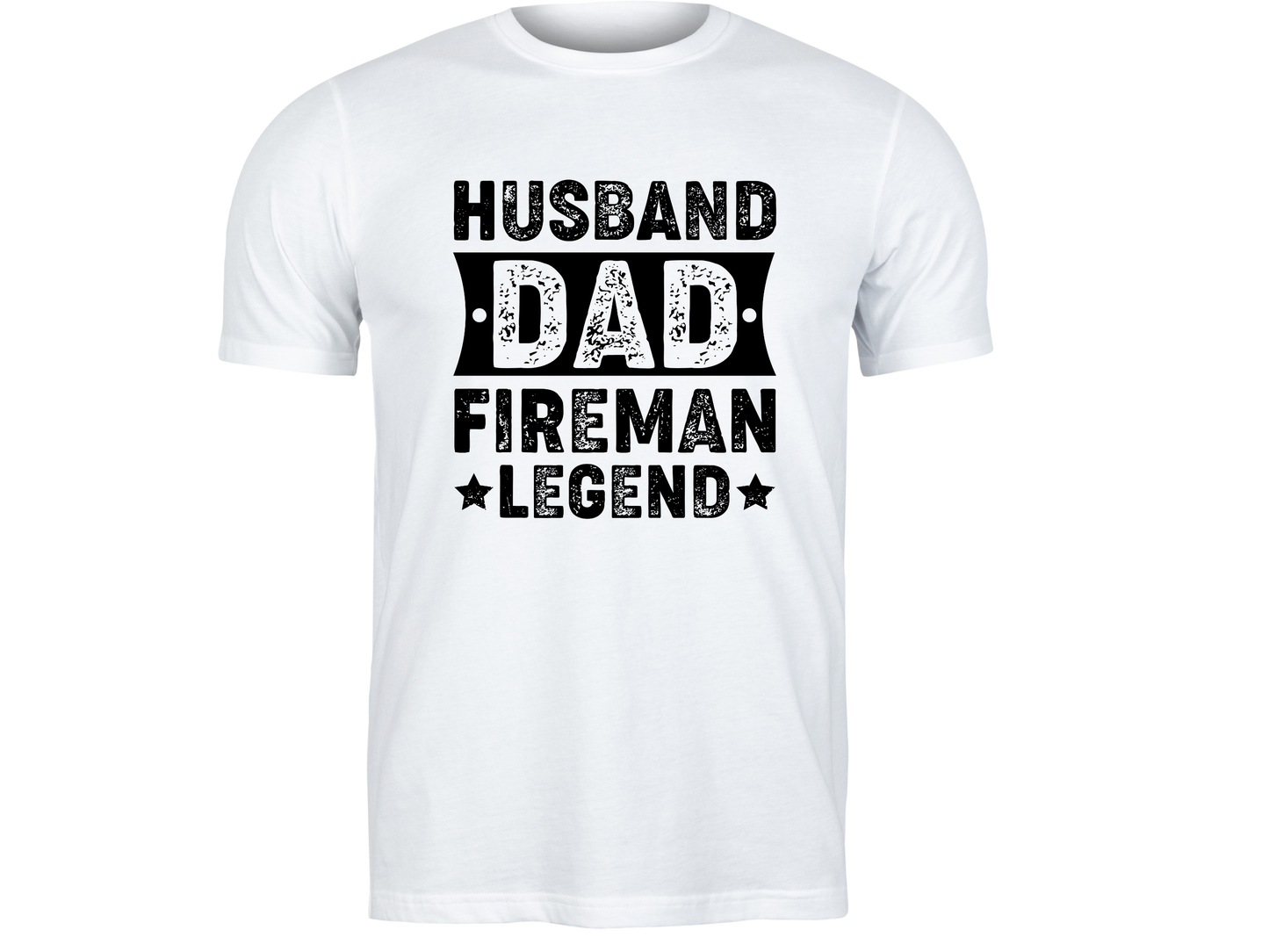Husband and Dad Fireman Black and White T-Shirt
