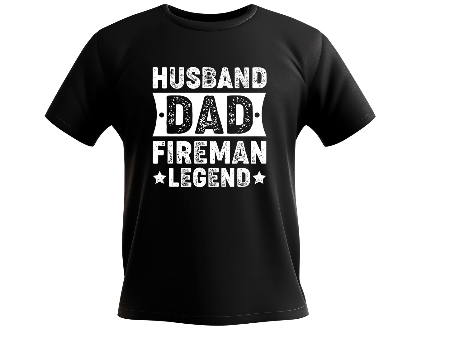 Husband and Dad Fireman Black and White T-Shirt