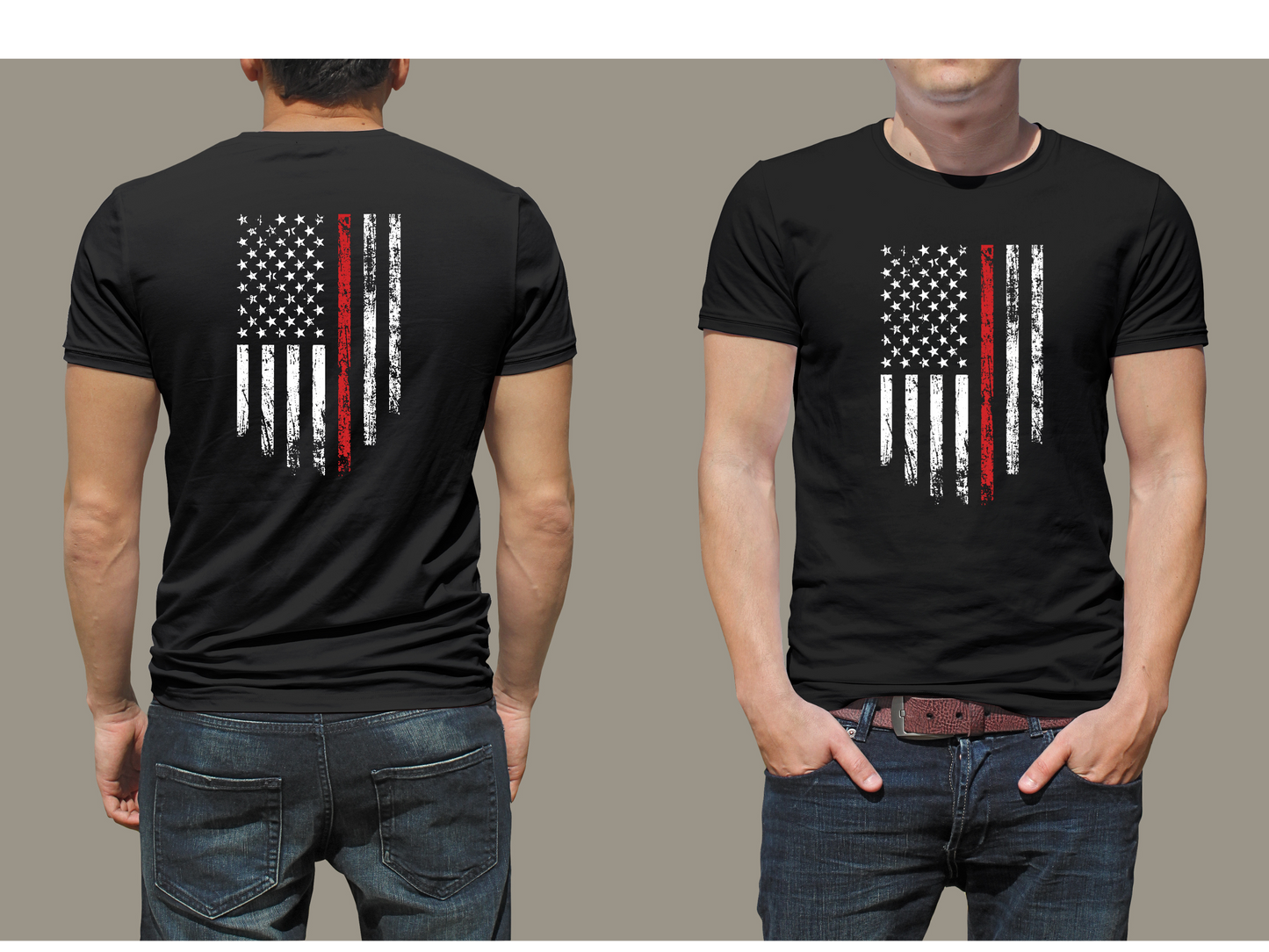 USA Black Flag T_Shirt on Both Sizes