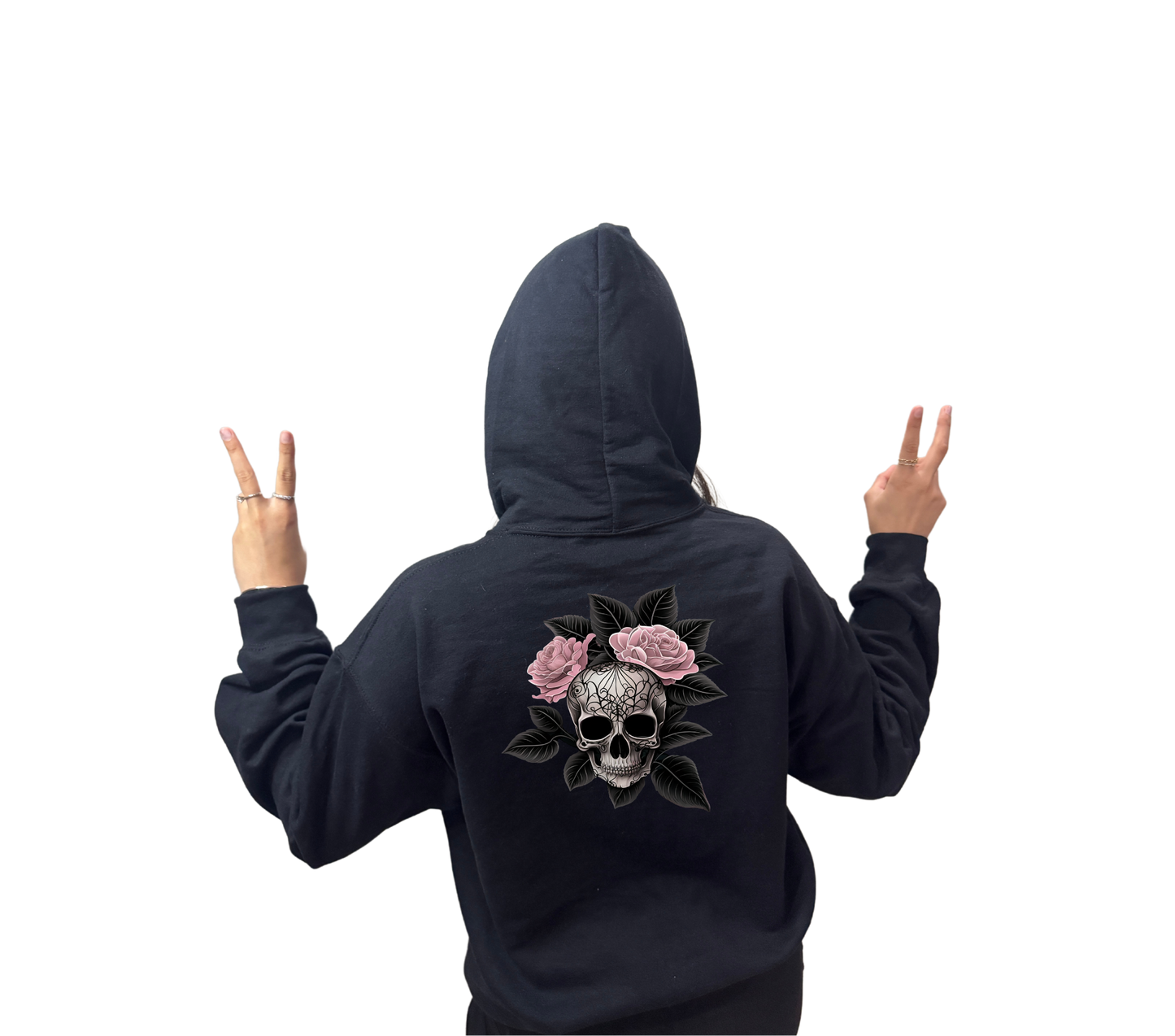 Goth Lace Skull Hoodie and Tumbler Bundle