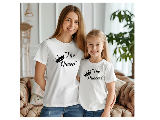 Mom and Daughter Tiara T-shirt " The Queen, The Princess "