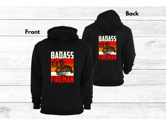 Badass Fireman Hoodie on Both Size